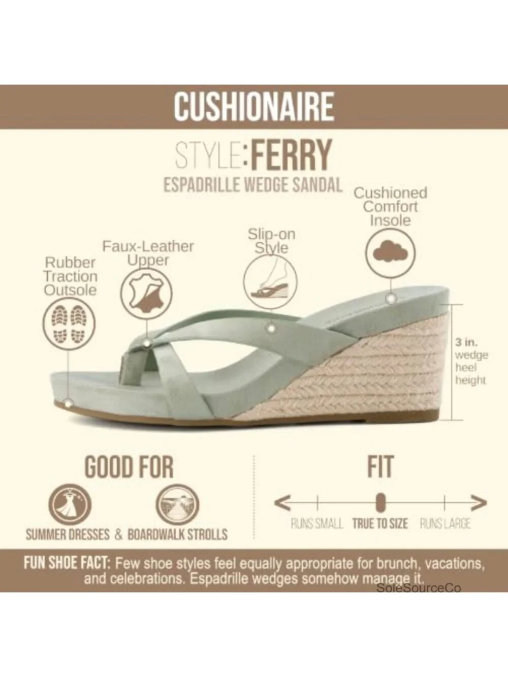 CUSHIONAIRE Ferry Espadrille Wedge Sandals Women's